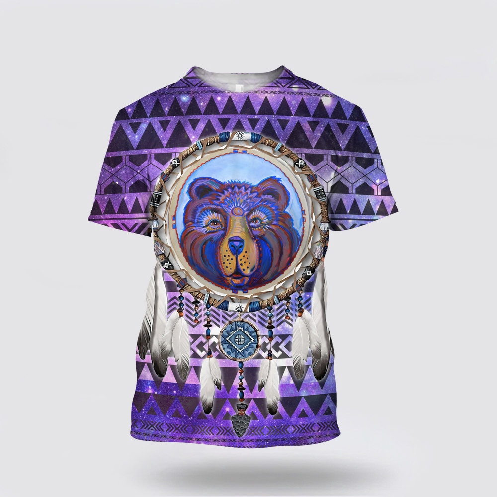 Native American T Shirt, Bear Native American 3D All Over Printed T-Shirt, Beautiful Native American T Shirts Native American T Shirt, Bear Native American 3D All Over Printed T-Shirt, Beautiful Native American T Shirts