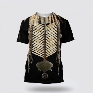 Native American T Shirt, Black Pattern Feather…
