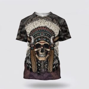 Native American T Shirt, Chief’s Skull Native…