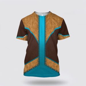 Native American T Shirt, Genuine Leather Motifs…