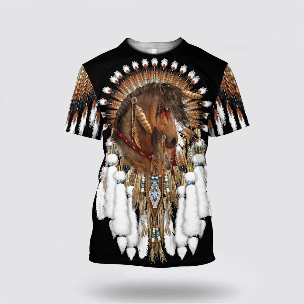 Native American T Shirt, Horse Pride Native American 3D All Over Printed T-Shirt, Beautiful Native American T Shirts Native American T Shirt, Horse Pride Native American 3D All Over Printed T-Shirt, Beautiful Native American T Shirts