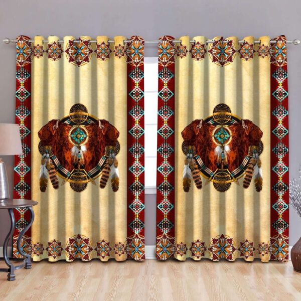 Native American Window Curtains, Bison Dreamcatcher Native American Window Curtains, Window Curtains