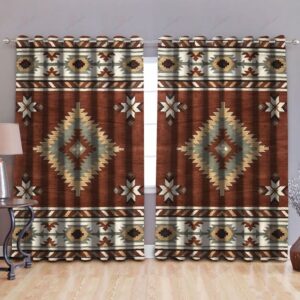 Native American Window Curtains, Brocade Pattern Native…