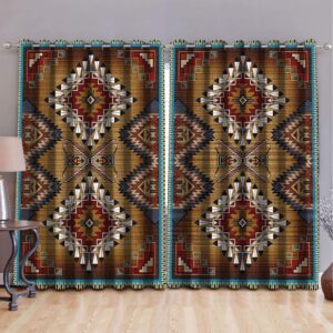 Native American Window Curtains, Brown Pattern Native…