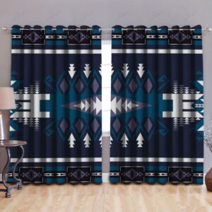 Native American Window Curtains, Dark Blue Native…
