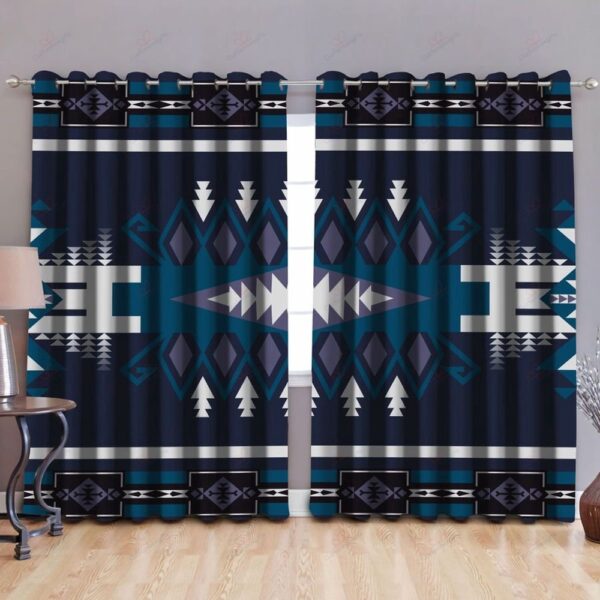 Native American Window Curtains, Dark Blue Native American  Window Curtains, Window Curtains