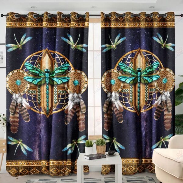 Native American Window Curtains, Dragonflies Dream Native American Window Curtains, Window Curtains