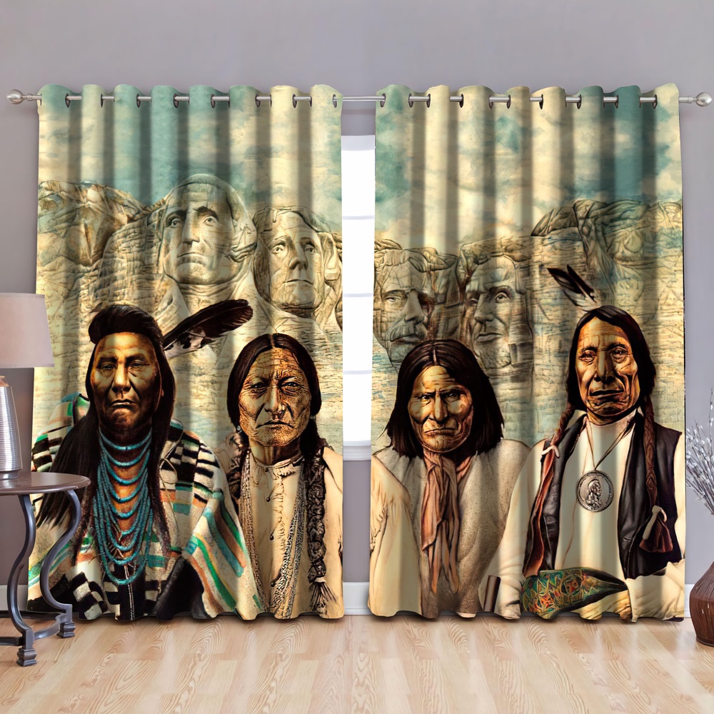Native American Window Curtains, Ethnic Native American 3D All Over Printed Window Curtain, Window Curtains