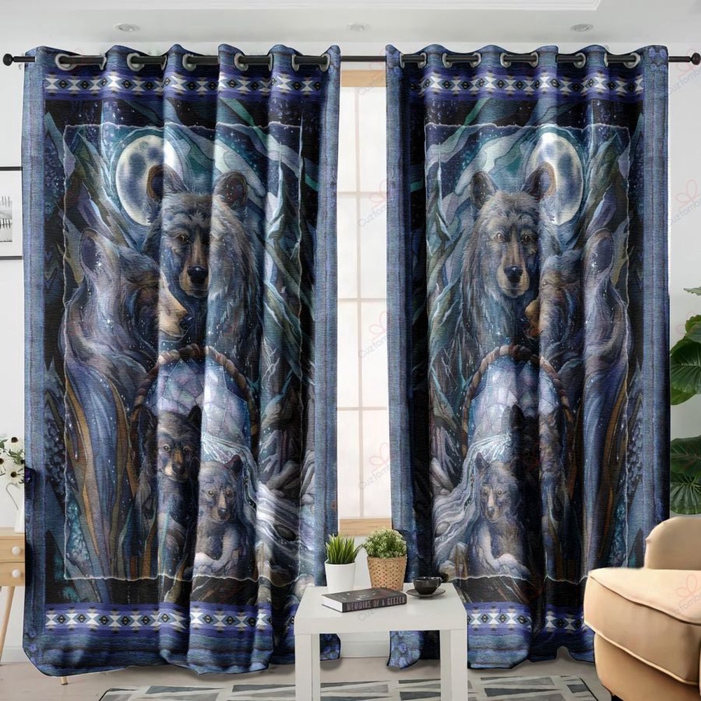 Native American Window Curtains, Family Bear Native American Window Curtains, Window Curtains