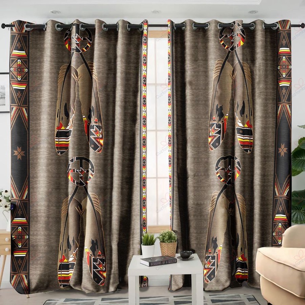 Native American Window Curtains, Feather Dreamcatcher Native American Pattern Window Curtains, Window Curtains