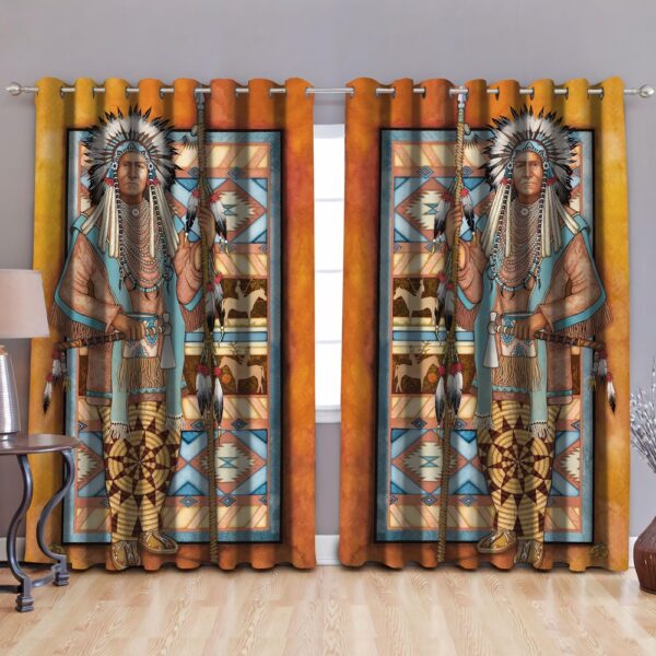 Native American Window Curtains, Headman Native American Window Curtains, Window Curtains