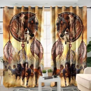 Native American Window Curtains, Horse Dreamcatcher Native…