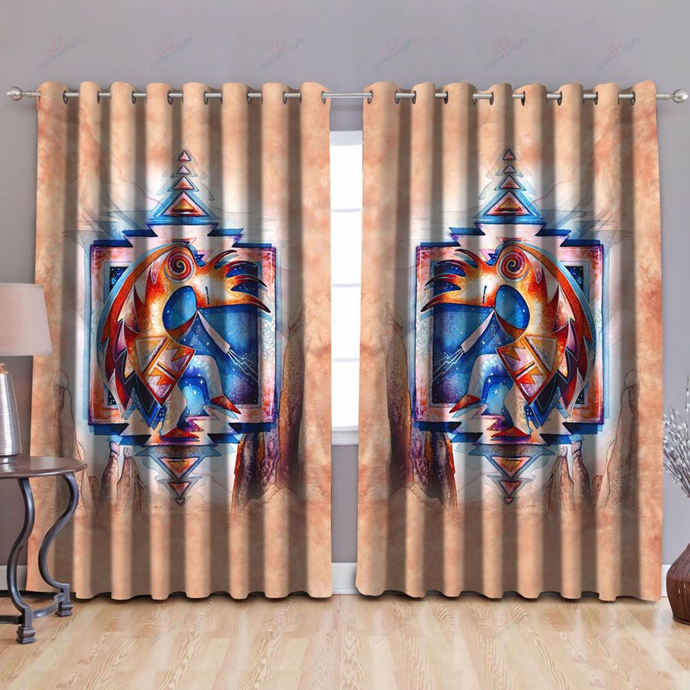 Native American Window Curtains, Kokopelli Pattern Native American Window Curtains, Window Curtains