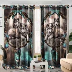 Native American Window Curtains, Love Wolf Dreamcatcher…
