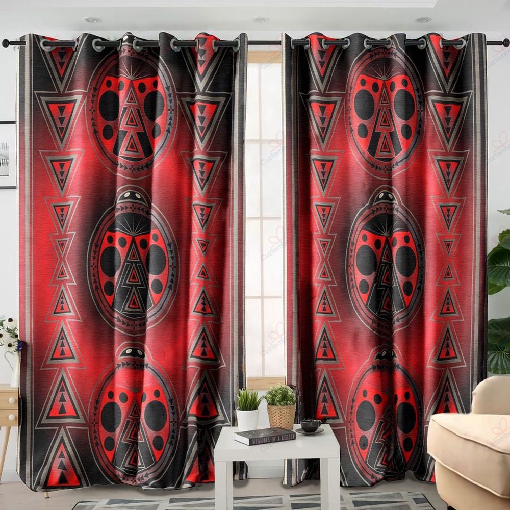Native American Window Curtains, Lucky Ladybug Native American Window Curtains, Window Curtains