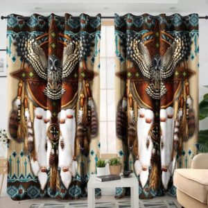 Native American Window Curtains, Owl FeathersNative American…