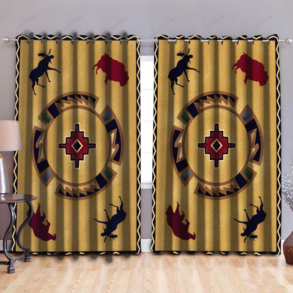 Native American Window Curtains, Pattern Animals Native American Window Curtains, Window Curtains
