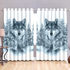 Native American Window Curtains, Snow Wolf Native…