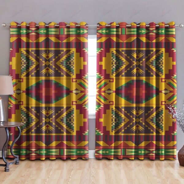 Native American Window Curtains, Southwest Brown Symbol Native American Window Curtains, Window Curtains