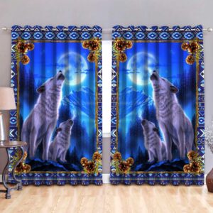 Native American Window Curtains, Wild Wolves Native…