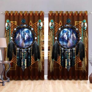 Native American Window Curtains, Wolf Howl Native…