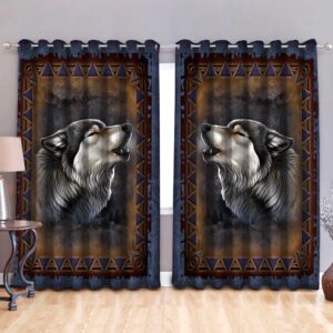 Native American Window Curtains, Wolf Style Native…
