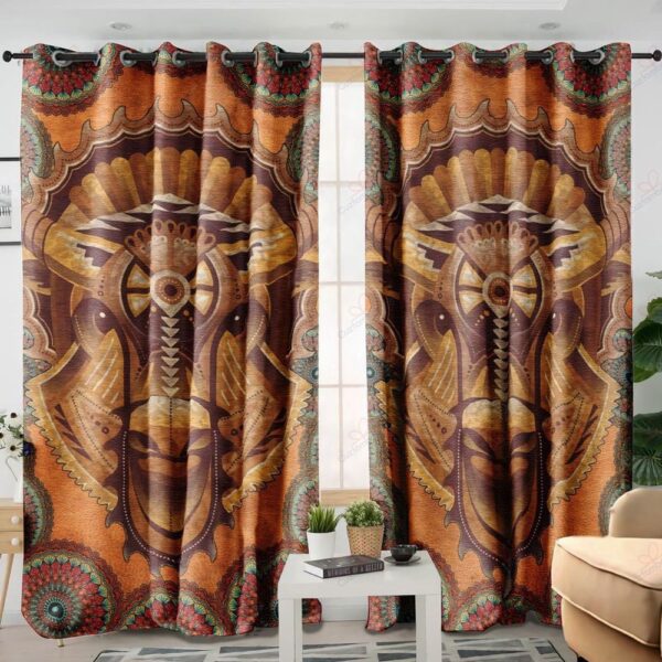 Native American Window Curtains, Yellow Bison Native American Window Curtains, Window Curtains