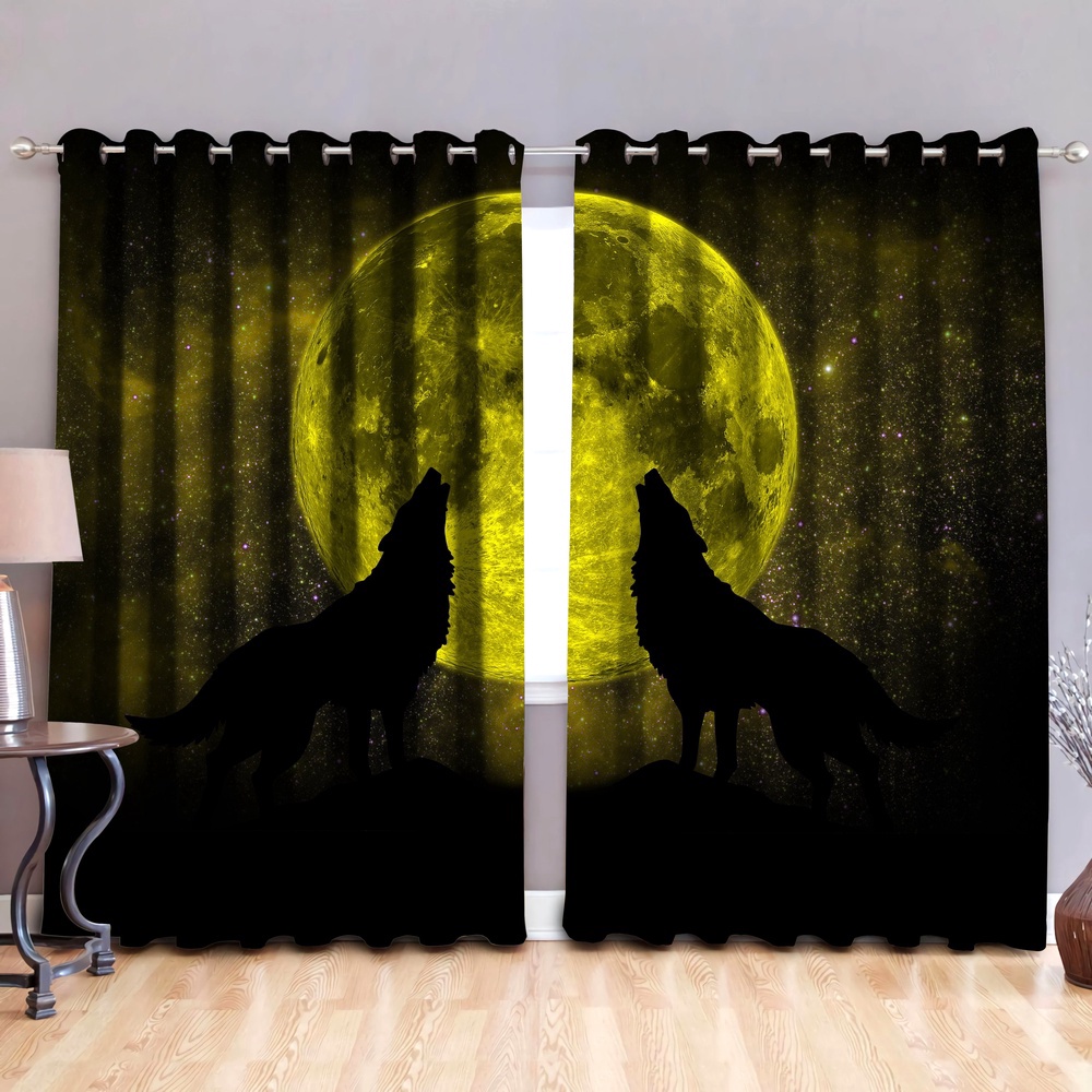 Native American Window Curtains, Yellow Moon Native American Window Curtains, Window Curtains