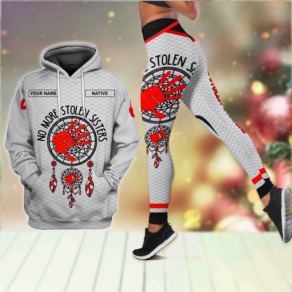 Red Hand No More Stolen Sister Native American Hoodie Leggings Set, Native American Hoodies, Native American Leggings Red Hand No More Stolen Sister Native American Hoodie Leggings Set, Native American Hoodies, Native American Leggings
