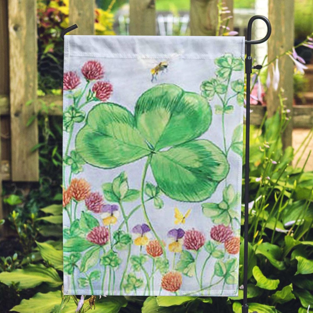 St Patrick’s Flag, Clover And Bee House Flag, St Patrick’s Day Garden Flag