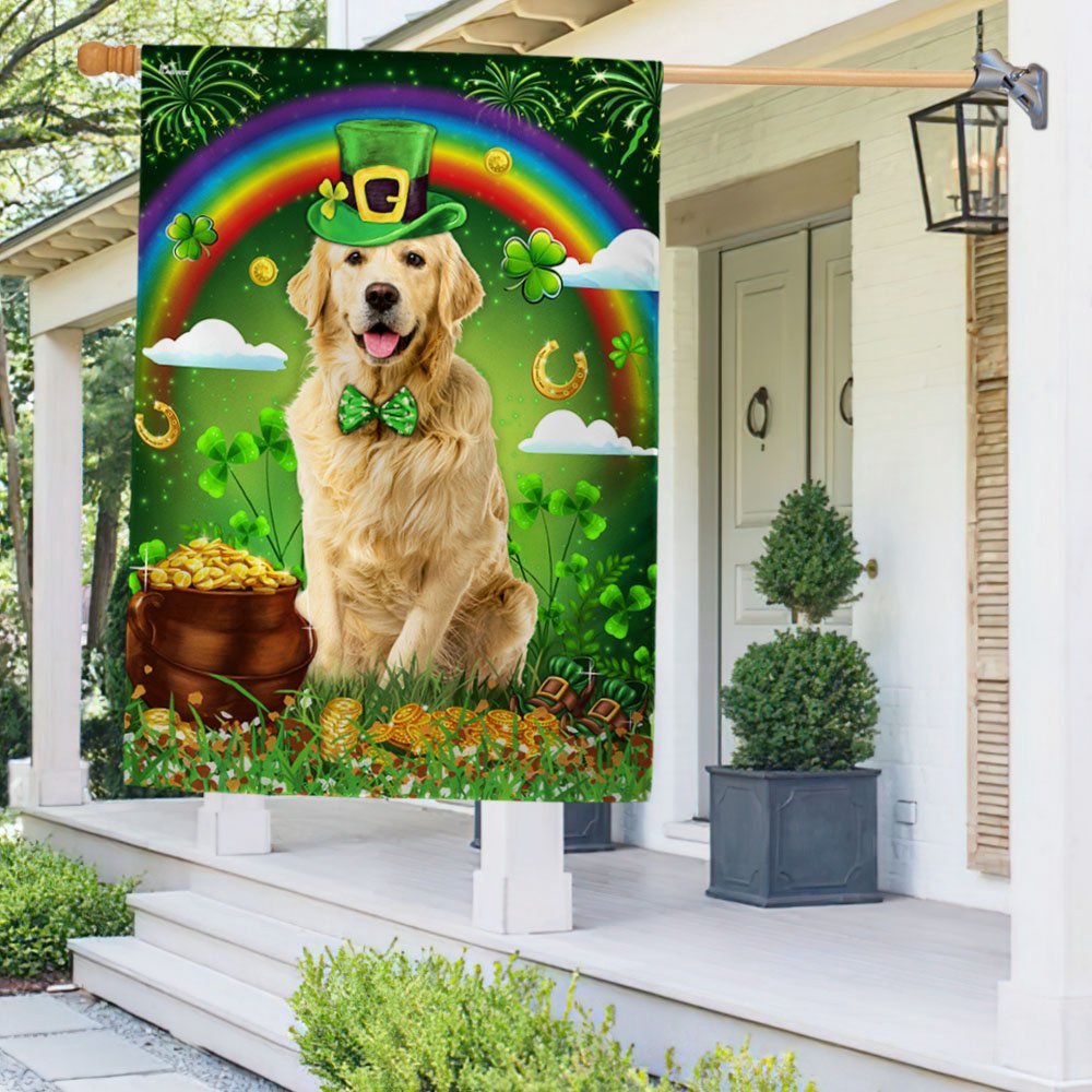 St Patrick’s Flag, Golden Retrieve Saint Patrick’s Day Irish Flag, St Patrick’s Day Garden Flag
