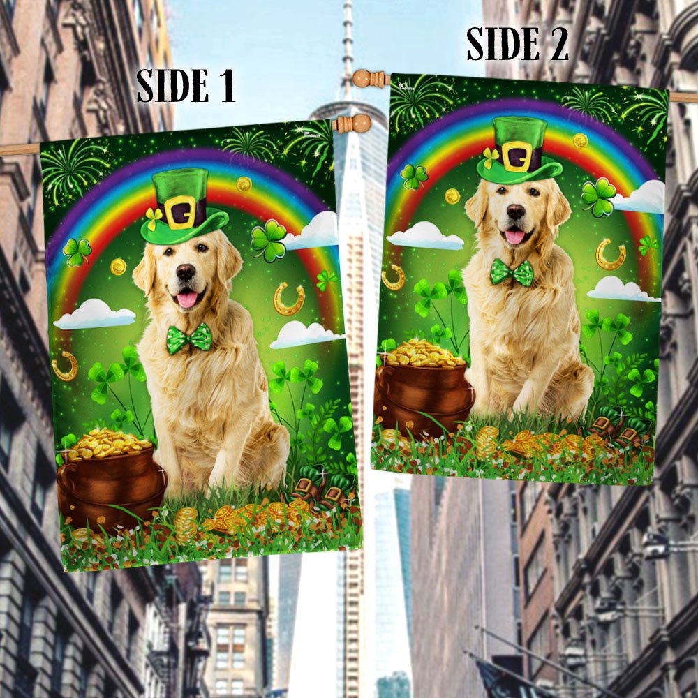St Patrick’s Flag, Golden Retrieve Saint Patrick’s Day Irish Flag, St Patrick’s Day Garden Flag