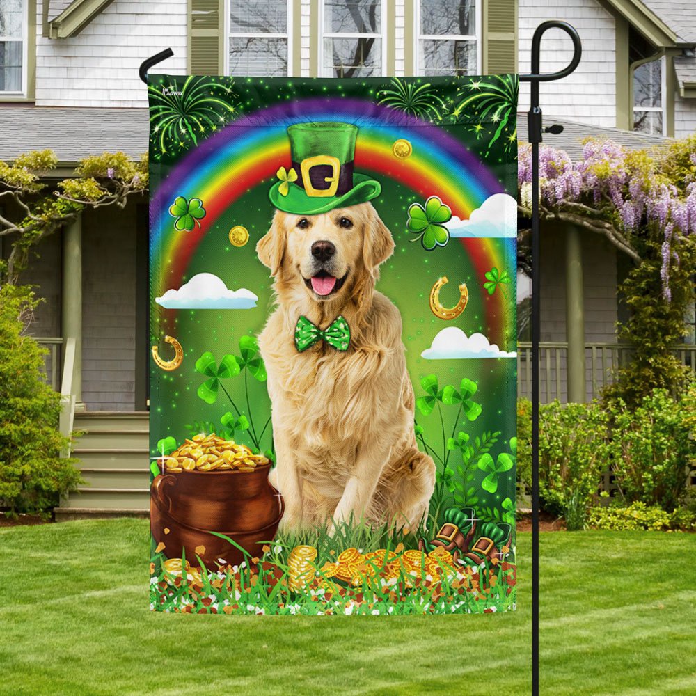 St Patrick’s Flag, Golden Retrieve Saint Patrick’s Day Irish Flag, St Patrick’s Day Garden Flag