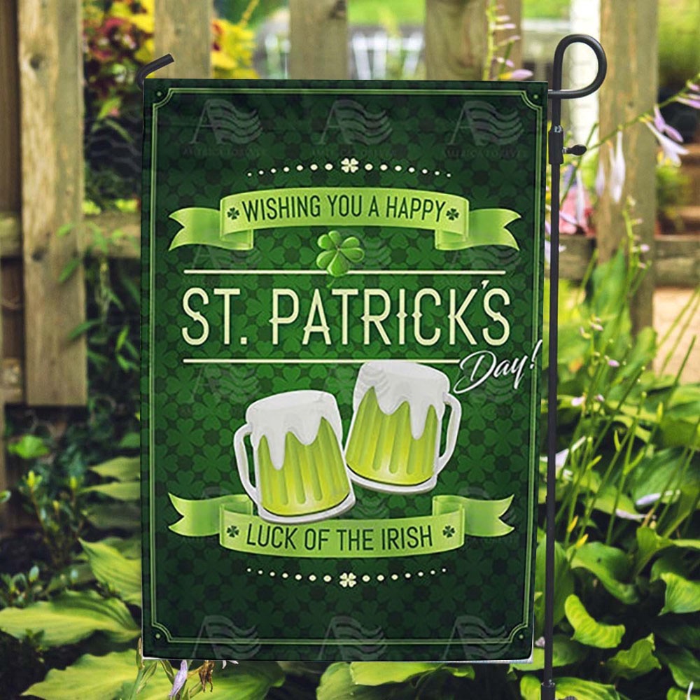 St Patrick’s Flag, Green Beer Cheers Double Sided House Flag, St Patrick’s Day Garden Flag