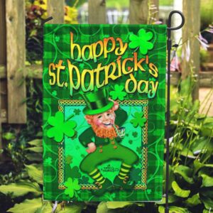 St Patrick’s Flag, Happy Leprechaun House Flag,…