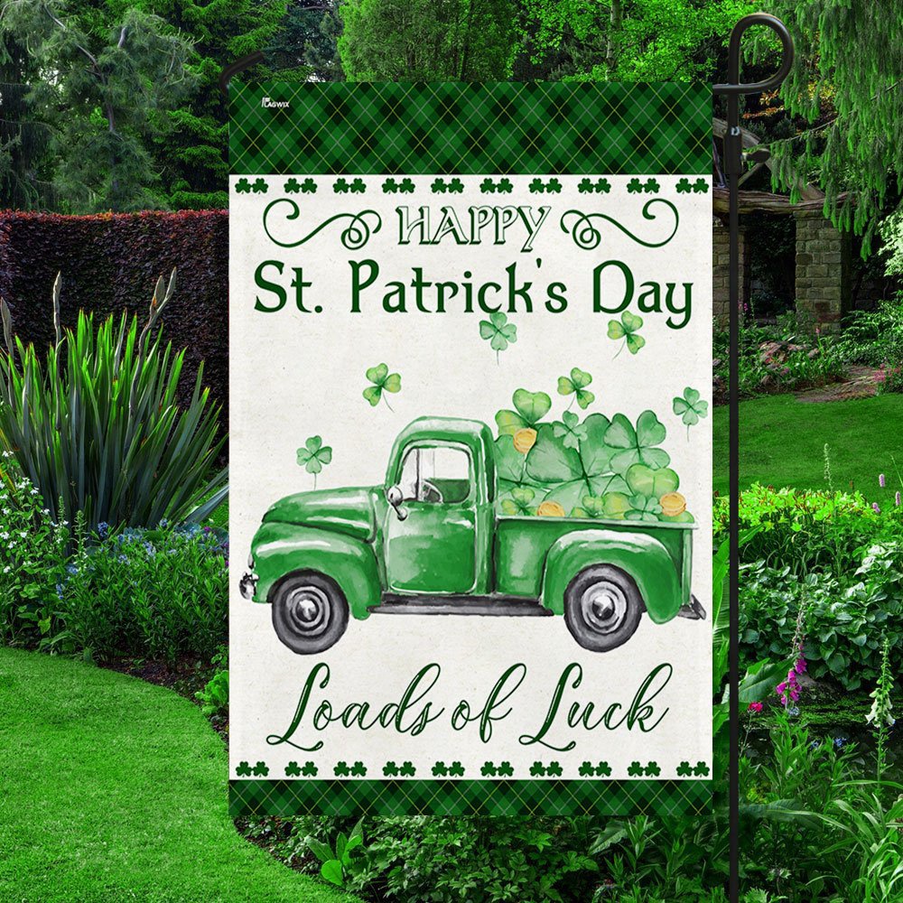 St Patrick’s Flag, Happy St. Patrick’s Day Flag Green Truck Loads Of Luck, St Patrick’s Day Garden Flag St Patrick’s Flag, Happy St. Patrick’s Day Flag Green Truck Loads Of Luck, St Patrick’s Day Garden Flag