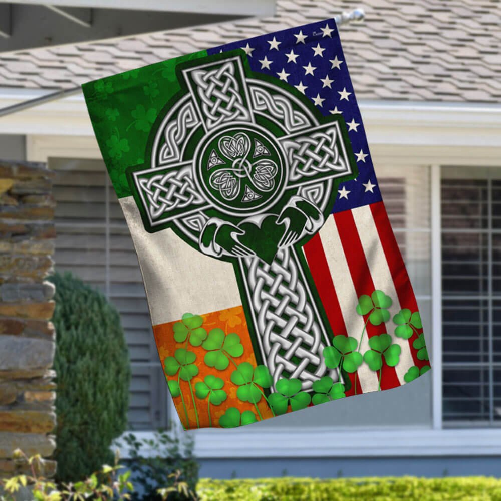 St Patrick’s Flag, Irish American Flag Irish Celtic Christian Cross Flag, St Patrick’s Day Garden Flag