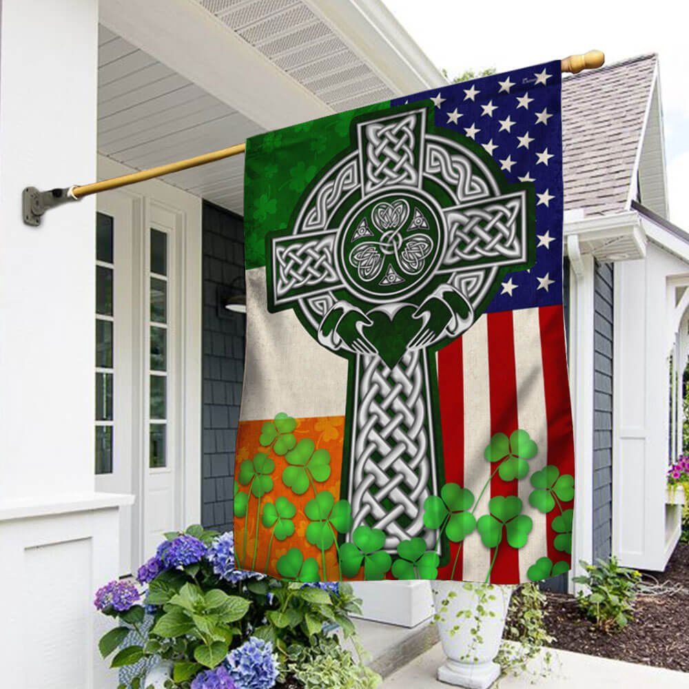 St Patrick’s Flag, Irish American Flag Irish Celtic Christian Cross Flag, St Patrick’s Day Garden Flag