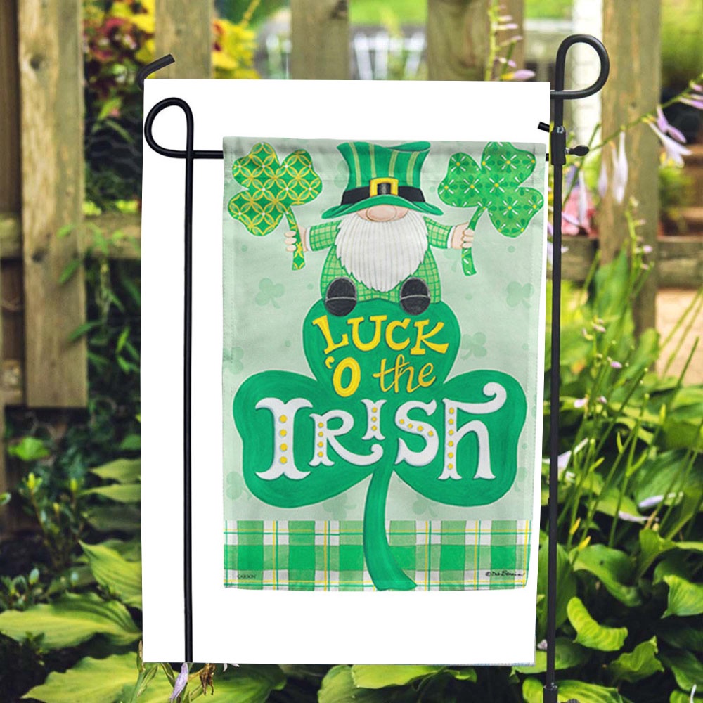 St Patrick’s Flag, Irish Gnome Lucky Glitter Trends Garden Flag, St Patrick’s Day Garden Flag
