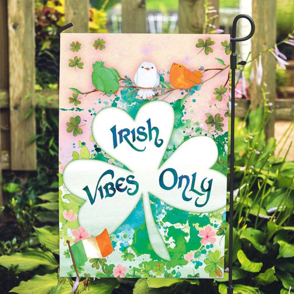 St Patrick’s Flag, Irish Vibes Only PremierSoft Double Sided House Flag, St Patrick’s Day Garden Flag