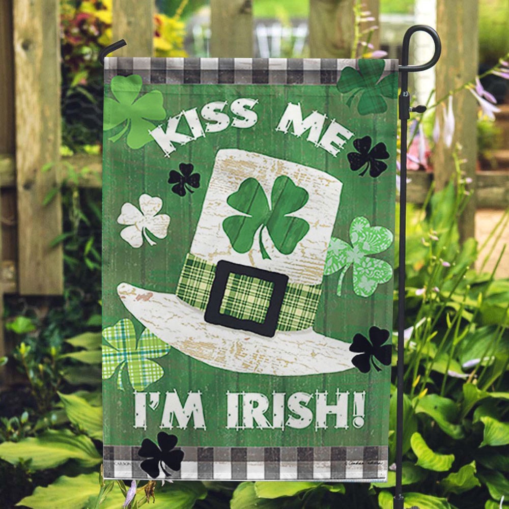 St Patrick’s Flag, Kiss Me, Im Irish Double Sided House Flag, St Patrick’s Day Garden Flag