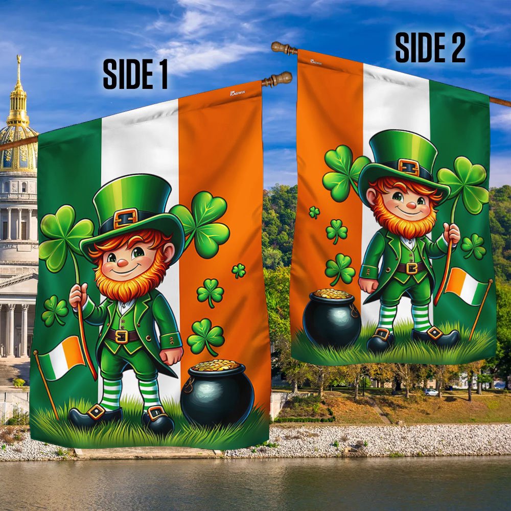 St Patrick’s Flag, Saint Patrick’s Day Leprechaun Flag, St Patrick’s Day Garden Flag
