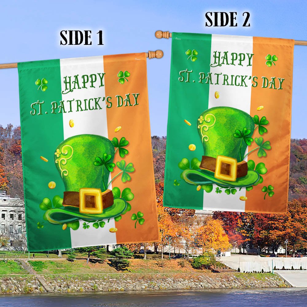 St Patrick’s Flag, Shamrock Leprechaun’s Hat Happy St. Patrick Day Flag, St Patrick’s Day Garden Flag