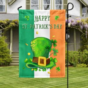 St Patrick s Flag Shamrock Leprechaun s Hat Happy St. Patrick Day Flag St Patrick s Day Garden Flag 3 trgl7j.jpg