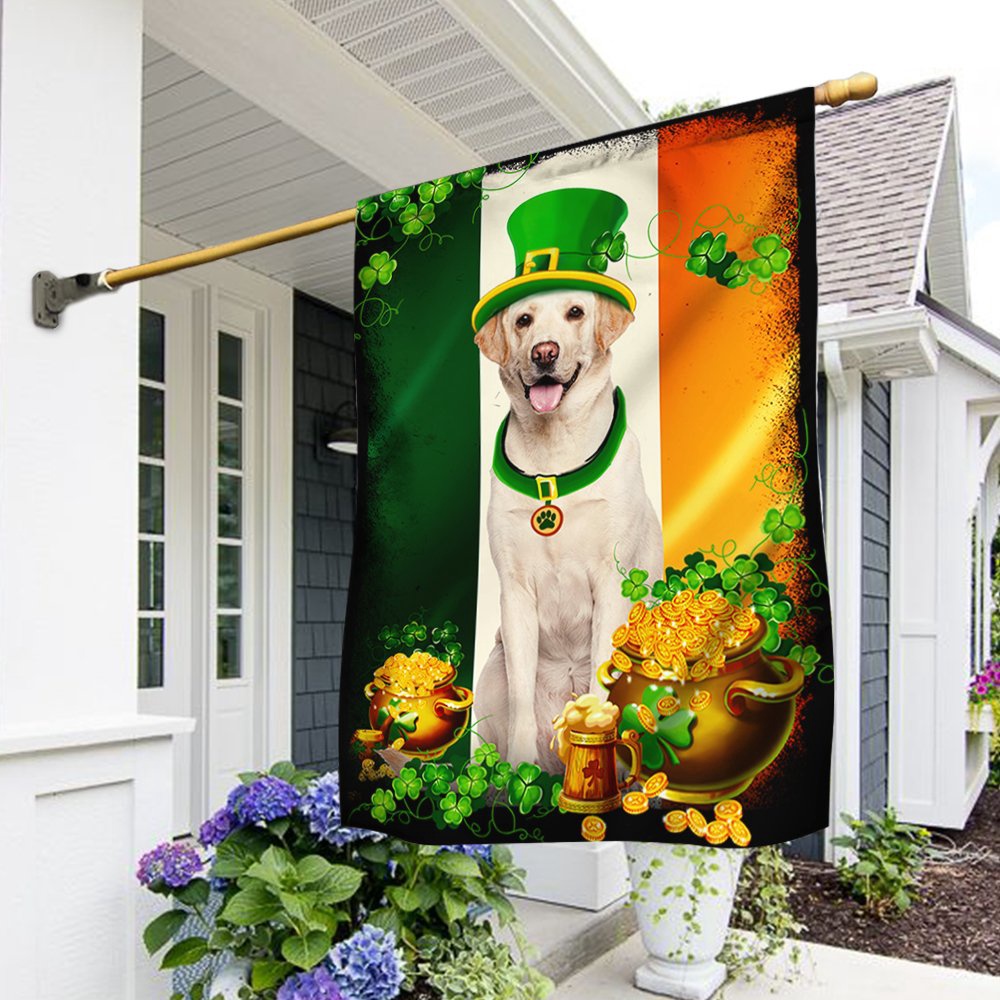 St Patrick’s Flag, Yellow Labrador Retriever Flag Happy St. Patrick’s Day, St Patrick’s Day Garden Flag
