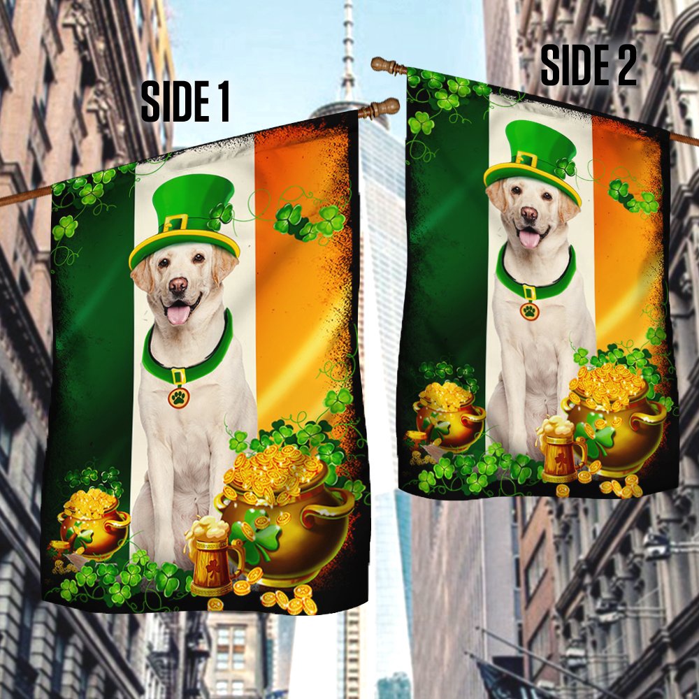 St Patrick’s Flag, Yellow Labrador Retriever Flag Happy St. Patrick’s Day, St Patrick’s Day Garden Flag