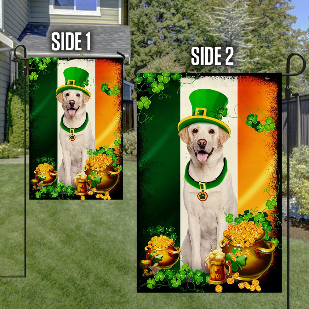St Patrick’s Flag, Yellow Labrador Retriever Flag Happy St. Patrick’s Day, St Patrick’s Day Garden Flag