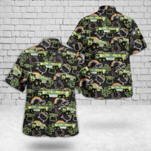 St Patricks Day Hawaiian Shirt, Aircraft Rescue…