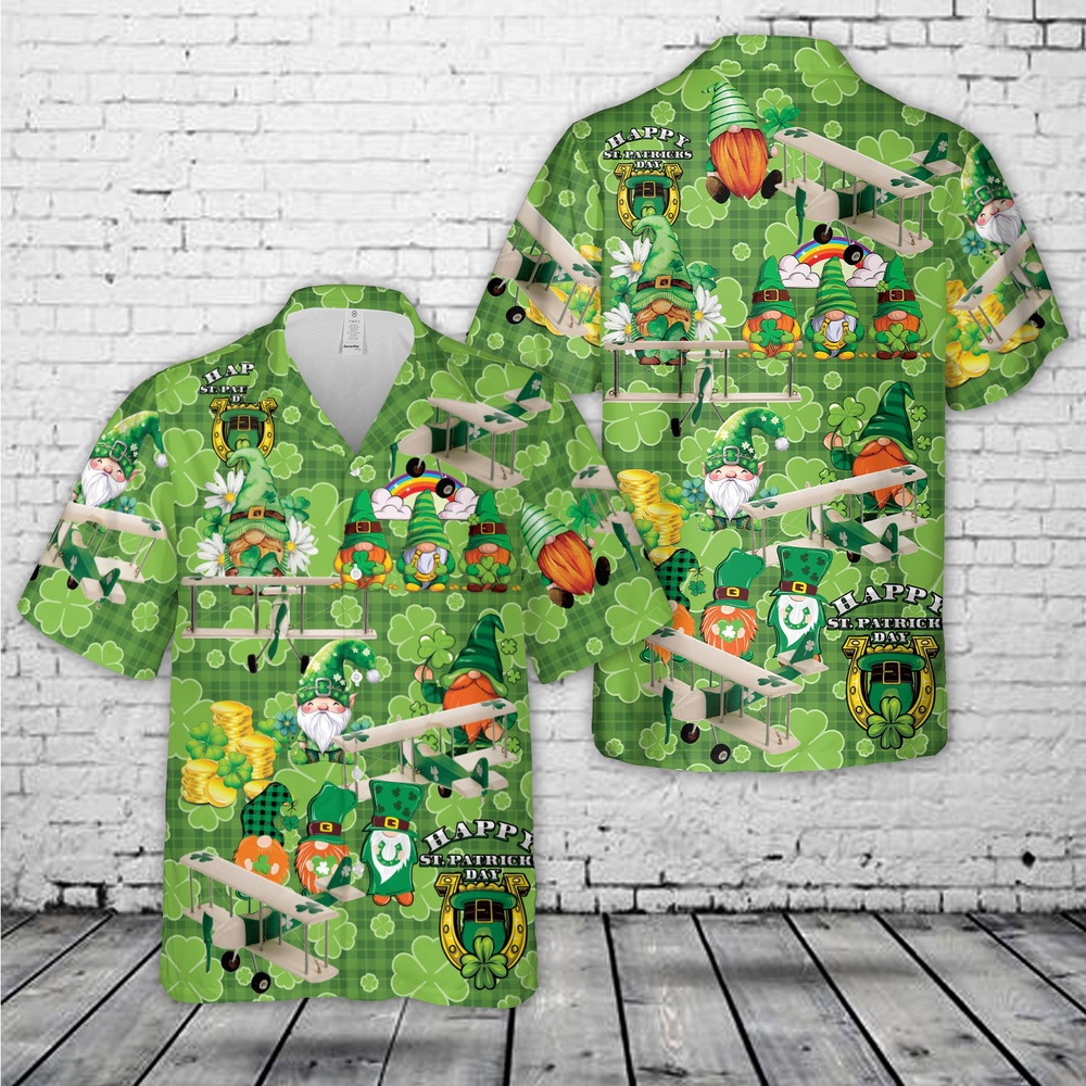 St Patricks Day Hawaiian Shirt, Airplane St. Patrick’s Day Hawaiian Shirt