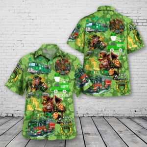 St Patricks Day Hawaiian Shirt, Fire Truck…